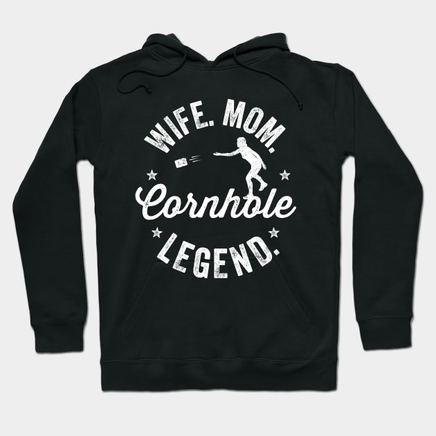 Cornhole Shirt Vintage Funny Wife Mom Cornhole Legend Hoodie by Happy Lime